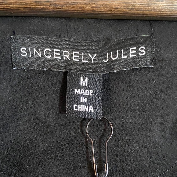 Sincerely Jules Juniors Cropped Fringe Western Jacket Faux Suede Black Small - Picture 4 of 6